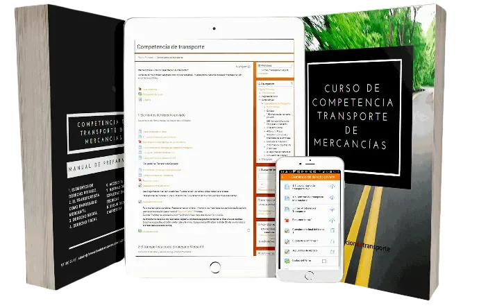 Manual físico y campus online del curso de competencia de transporte de mercancías