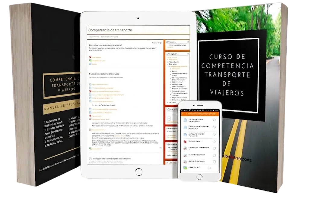 Manual físico y campus online del curso de competencia de transporte de viajeros
